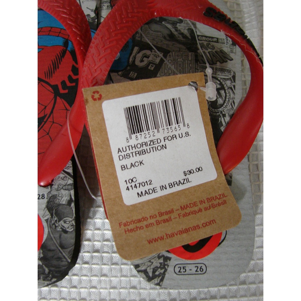 New Havaianas Flip Flops Marvel Amazing Spider-Man Thong Sandals Boys Size 10 - Picture 4 of 7